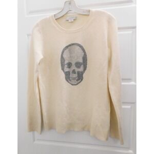 Christopher Fischer Women's Lightweight Cashmere Ivory Skull Sweater sz M